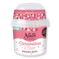 Strawberries & Cream Waxing Dots Hair Removal Wax Beads - WAXING DOTS 200 GRAMS STRAWBERRY & CREAMFeaturesSalon Wax Beads melt into hard wax formulaNo strips required to remove hairHeats up quickly in the microwaveNo need to purchase a separate warmerEasy to use for DIY waxing at homeSuitable for use on Face, Body, Bikini & UnderarmsNot tested on animalsStrawberries & cream scentBenefitsProfessional hard wax formula for salon quality resultsRemoves even short hairs by the rootSmooths and moistur Natural Hair Removal Remedies, Upper Lip Hair, Hair Removal Wax, Waxing Salon, Calming Oils, Underarm Hair Removal, Diy Wax, Wax Beads, Remove Hair