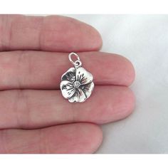 "Sterling Silver poppy flower charm Size is approximately Unbranded A B O U T We offer high quality jewelry for all. All items are nicely packaged. This Sterling Silver charm is a poppy flower design. It's approx. 19mm (3/4\") high without bail and 15mm (9/16\") wide. Approx weight in grams is 2.2. This item is stamped \"925\". The open \"jump ring\" attached to the charm is 19 gauge 4.5mm I.D. sterling silver. Thank you for shopping with us ️ Feel free to send a message if you have any question Silver Flower Charms For Gifts, Sterling Silver Flower Charm Gift, Poppy Flower Design, Silver Maple Leaf, Silver Cleaner, Tiny Charm, Leaf Charms, Poppy Flower, Flower Charm