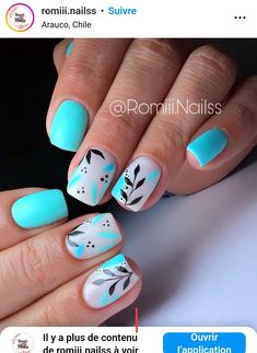 Blue Dip Nails With Design, Dip Nails With Design, Turquoise Blue Nails, Blue Dip Nails, Nails With Design, Fancy Nail Art, Painted Concrete, Nail Art Diy Easy