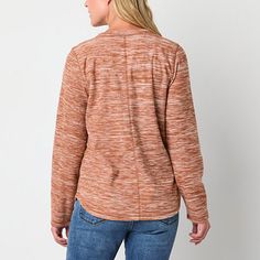 Stock up on cozy everyday essentials with this St. John's Bay women's tall long-sleeve sweatshirt. It's made from soft marled fleece for a regular-fit with a classic v-neckline. Wear it with jeans, pants or leggings.Closure Type: Pullover HeadFit: Regular FitNeckline: V NeckSleeve Length: Long SleeveSleeve Style: Cap SleeveApparel Length: 26 Inches - FrontFiber Content: 100% PolyesterFabric Description: FleeceCare: Machine Wash, Tumble DryMaterial: PolyesterCountry of Origin: Imported Cozy Fit Fleece Top For Fall, Cozy Fleece Tops For Everyday, Cozy Everyday Fleece Top, Everyday Long Sleeve Top With Ribbed Cuffs For Fall, Casual Long Sleeve Sweatshirt With Brushed Fabric, Fall Long Sleeve Top With Ribbed Cuffs, Everyday Comfy Long Sleeve Tops, Comfy Long Sleeve Tops For Everyday, Fall Cotton Long Sleeve Top For Loungewear