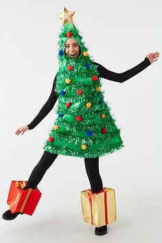 Tree Halloween Costume, Ugly Christmas Outfit, Ugly Dress, Christmas Sweater Outfits, Ugly Dresses