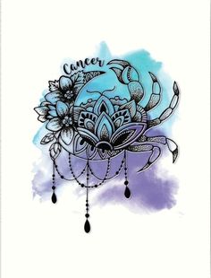 Seagoat Tattoo For Women, Tattoos For Cancerians, Flower Crab Tattoo, Cancerian Tattoo Ideas, Cancerian Tattoo For Women Flower, Cancerian Tattoo Moonchild, Crab Tattoo For Women, Cancerian Tattoo For Women, Cancerian Tattoo