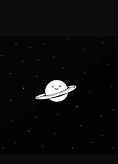 an image of saturn in the night sky with stars around it and a smiley face drawn on