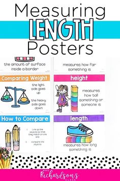 measuring length posters with the text how to compare and use them in different ways for measurement