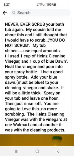 a text message that reads, never ever scrub your bath tub again my couch told me about this and i still thought that no scrubs why you do