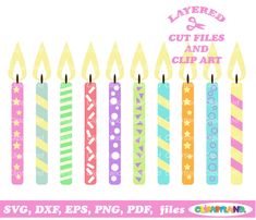 birthday candles with the words happy and cut files