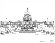 the united states capitol building in washington, d c coloring page for adults and kids