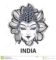 Textile Tattoo, For Coloring, Decorative Illustration, Ornate Mandala, Buddha Face, Indian Goddess, Face Illustration, Mindful Parenting, Font Face