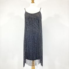 "Beautiful tassel embellished flapper dress by Next in a black. The dress features all round tassels, the tassels are the full length of the dress in back and silver. In good condition. Measurements  Bust: 36\" Length: 30\"" Tassel Dress, Dress Clothes For Women, Modern Vintage, Flapper Dress, Favorite Outfit, The Dress, Full Length, Dress Outfits, Size 12