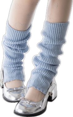 Winter Acrylic Socks, Thick Acrylic Casual Socks, Spring Knitted One-size Socks, Fitted Ribbed Leg Warmers For Spring, Solid Footless Leg Warmers For Fall, Acrylic Casual Socks For Fall, Casual Acrylic Socks For Fall, Fall Knee-high Leg Warmers, Blue Knee-high Leg Warmers For Winter