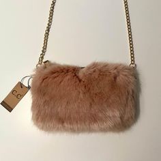 Brand: Cc Crossbody Faux Fur Purse Color: Light Pink / Beige W/ Gold Chain Condition: New With Tags Chic Pink Shoulder Bag For Winter, Chic Pink Winter Shoulder Bag, Fur Crochet, Bouquet Bag, Faux Fur Purse, Fur Purse, Bags Pink, Fur Bag, Pink Fur