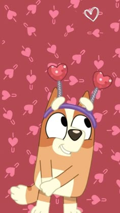 a cartoon dog with hearts on it's head and the caption that says, i