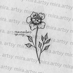 a drawing of a flower with the words november written in black ink on a piece of paper