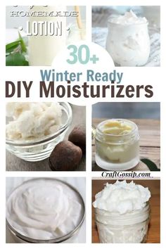 30+ Make At Home DIY Moisturizers For Winter – Bath and Body Winter Lotion Recipe, Winter Lotion Diy Dry Skin, Dry Skin Remedies For Body Winter, Diy Face Moisturizer For Dry Skin, Dry Winter Skin Remedies, Diy Cold Cream, Diy Coconut Oil Lotion, Diy Facial Moisturizer, Winter Lotion