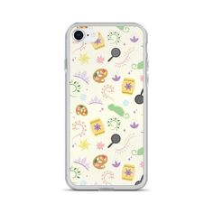 a phone case with an assortment of items on it