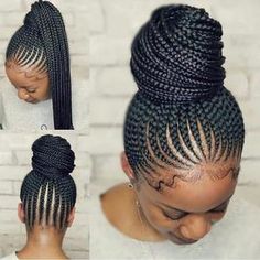 Ghana Weaving, Braided Bun Hairstyles, Feed In Braid, Girls Hairstyles Braids, Girls Braids, Braided Hairstyles Updo