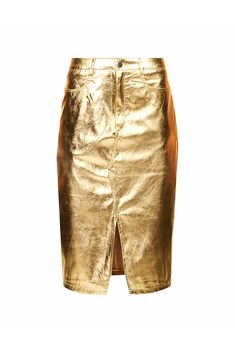 Metallic Midi Skirt, Faux Leather Midi Skirt, Summer Wardrobe Staples, Leather Midi Skirt, Metallic Fabric, Skirt Fits, Independent Designers Fashion, Metallic Leather, Summer Wardrobe