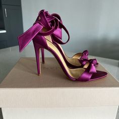 Worn Only 1x. Excellent Condition. Fuchsia Satin Color Called Pale Cherry. Bought From Saks Online. I Can Can Provide The Email Receipt Upon Request. Box And Dust Bag Included. Alexandre Birman, Can Can, Satin Color, Shoes Women Heels, Pink Purple, Dust Bag, Shoes Heels, Cherry, Size 7