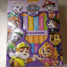 the paw patrol 12 board books are in their packaging