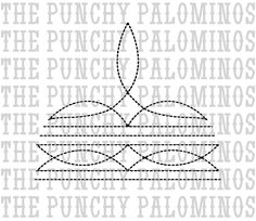 an embroidery pattern with the words punchy pa loms and a leaf on it