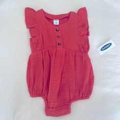 Old Navy Bubble Romper New With Tags Cute Red Bubble Romper For Playtime, Playful Red Cotton Bubble Romper, Casual Red Bubble Romper For Playtime, Cute Red Bubble Romper For Playwear, Red Cotton Bubble Romper For Spring, Casual Red Bubble Romper For Playwear, Cute Red Cotton Bubble Romper, Reborn Clothes, Navy Bodysuit