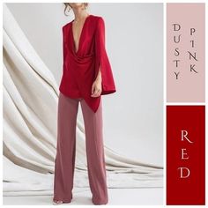 * Retail $165 * New With Store Tags * The Perfect Weight For Year Round Wear * 30% Cotton, 70% Polyester * Satin Feel Fabric * Some Stretch * Back Zipper Medium Bust 38” Length 30” Chic Red Blouse For Fall, Chic Red Blouse For Evening, Red Evening Blouse For Spring, M Signature, Silky Top, Classic Blouses, Split Sleeve, Stretch Back, Scoop Neck Blouses