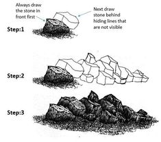 the steps to drawing rocks and how they are made