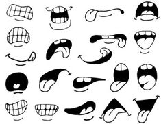 an assortment of cartoon mouths and teeth