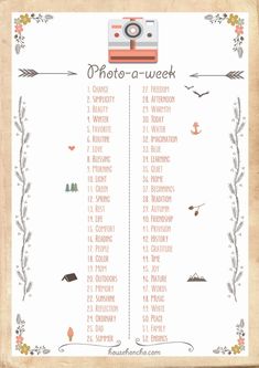 a printable photo - a - week calendar with an arrow and arrows on it