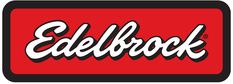 the logo for an electronic device called edelbrock, which is red and black with