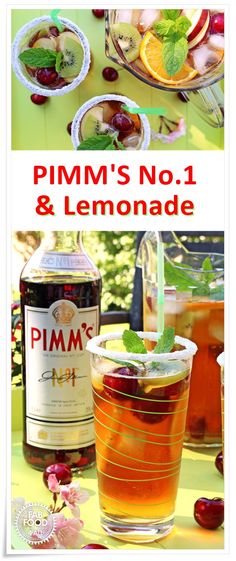 two pictures showing different types of fruit and drinks with the words pmm's no 1 & lemonade