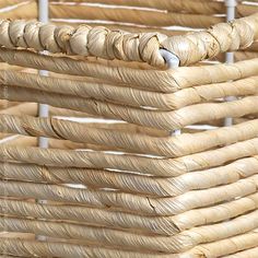 a stack of wicker baskets sitting on top of each other