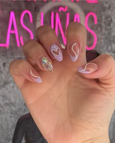 Almond Nails Designs Aesthetic, Purple Almond Nails, Quick Nail Art, Sky Nails, Hello Nails, Vintage Nails, Gelish Nails, Nail Polish Trends, Pearl Nails