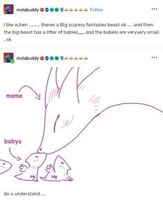 a drawing of a mother and her baby in front of the caption that says, i like them