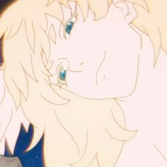 an anime character with blue eyes and blonde hair