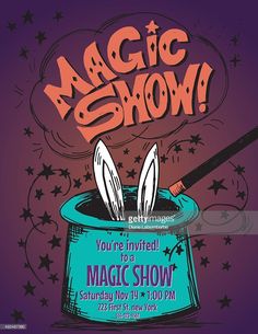 the magic show poster with two rabbits in a magician's hat