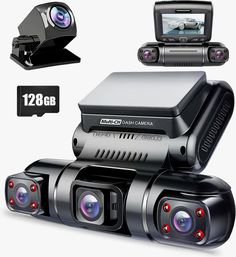 an image of car dvr camera with two cameras on top and one in the back