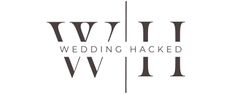 the wedding hacked logo is shown in black and white, with an arrow pointing up to