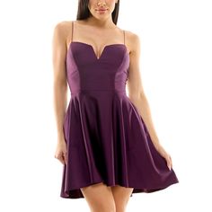 in stock Plum Homecoming Dress, Plunging Neck, High Low Skirt, Exclusive Dress, Navy Midi Dress, Flowing Skirt, Review Dresses, Halterneck Dress, Edgy Look