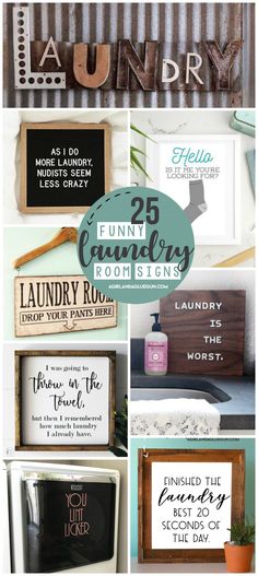 the 25 best diy laundry room signs to make it look like they are painted