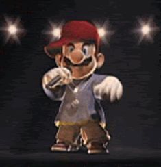 an image of mario on stage with lights