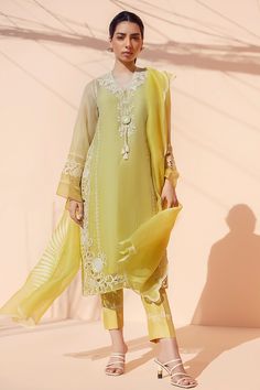 Rae (A) – Sania Maskatiya International Summer Organza Kurta For Designer Wear, Elegant Yellow Salwar Kameez With Intricate Embroidery, Festive Yellow Organza Kurta, Summer Festive Organza Kurta, Organza Salwar Kameez For Spring Wedding, Elegant Summer Chanderi Salwar Kameez, Elegant Yellow Lawn Suit For Wedding, Elegant Summer Salwar Kameez In Chanderi, Summer Wedding Organza Salwar Kameez