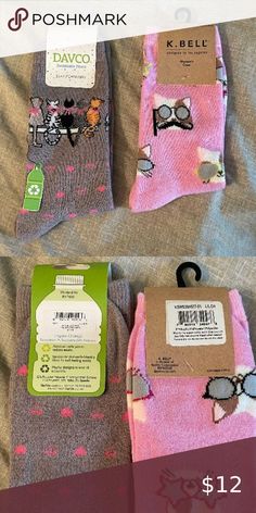 Womens socks with CAT bundle of 2 - pink and gray - NWT Great Mother's Day Gift Bell Accessories, Womens Socks, What Cat, Cat Socks, Whimsical Cats, Pink And Gray, Socks For Women, Playful Design, Cat Lover