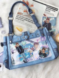 This price is for a bag only, the contents and others are not included. Bag Details:Magnetic Snap / Zip Closure Size 3XL-4XL Width (upper/lower) 31/37 Height 23 Window Width (upper/lower) 25.5/28 Window Height 15.5 Blue Harajuku Shoulder Bag For Daily Use, Blue Harajuku Style Shoulder Bag For Daily Use, Harajuku Style Blue Satchel Bag, Blue Harajuku Style Rectangular Shoulder Bag, Blue Harajuku Style Shoulder Bag, Cute Blue Shopping Bag, Blue Hair Highlights, Funky Purses, Blue Motorcycle