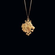 MINI Lion Crown Pendant - johnnysaintstudio Lion Crown, Lion Charm, Lion Jewelry, Phoenix Pendant, Crown Pendant, Lion Pendant, Gold Lion, Crown Necklace, Solid Gold Chains