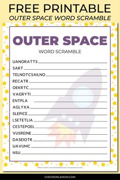 Free printable outer space word search Space History Activities, Space Camp Ideas, Outer Space Games, Space Themed Games, Space Activity For Kids, Space Themed Crafts, Outer Space Activities, Summer Lesson Plans