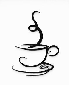 a drawing of a coffee cup on a white background with the word coffee written in cursive writing