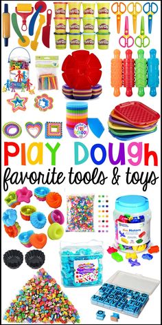 play dough favorite tools and toys for toddlers to use in the kitchen or at home