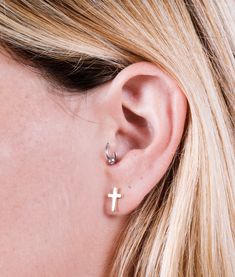 "Small Cross Earrings - Simple Gold Stud Earrings  ▸▸This is for a pair of earrings ◂◂ ▸▸ Size ◂◂ 9mm x 6mm ▸▸ Materials ◂◂ -Silver - all components are sterling silver 925. -Gold: brass cross + sterling silver posts- all coated with high quality 18k gold. -Rose Gold: brass cross + sterling silver posts- all coated with high quality rose gold. ▸▸ Backs◂◂ sterling silver / gold-coated butterfly backs + silicon backs. - For Silver / Rose Gold Cross Earrings: https://etsy.me/2z3Iy5R - For matching Minimalist Hypoallergenic Cross Earrings, Gold Cross Earrings, Minimalist Stud Earrings, Cross Stud Earrings, Dainty Choker Necklace, Clean Sterling Silver, Cross Earrings Studs, Choker Collar Necklace, Minimalist Earrings Studs