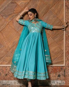 Cotton Anarkali Suits, Blue Anarkali, Anarkali Salwar, Cotton Anarkali, Independance Day, Anarkali Dress Pattern, Salwar Kamiz, Indian Dresses Traditional, Traditional Indian Outfits